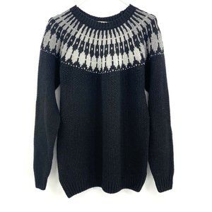 Bestow Black Gray Fairisle Sweater Thick Knit Size Large‎
